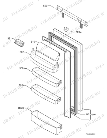 Взрыв-схема холодильника Juno Electrolux JRZ94122 - Схема узла Door 003